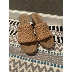 Pierre Dumas Morgen Woven Brown Chunky Heels Size 9 Brand New